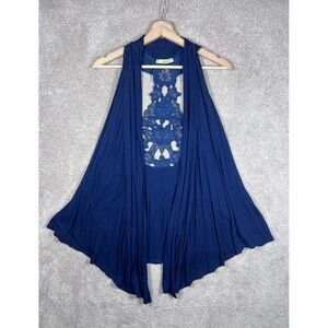 Y2K Crochet‎ Vest Size Smal Duster Kimono Cardigan Pink Festival Hippie